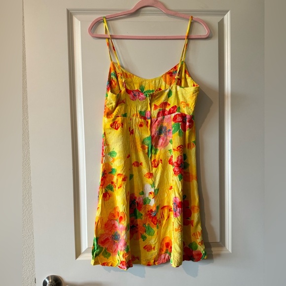Vintage 90s Jam's World Floral Fish Mini Dress Size Large EUC Yellow - Picture 3 of 5